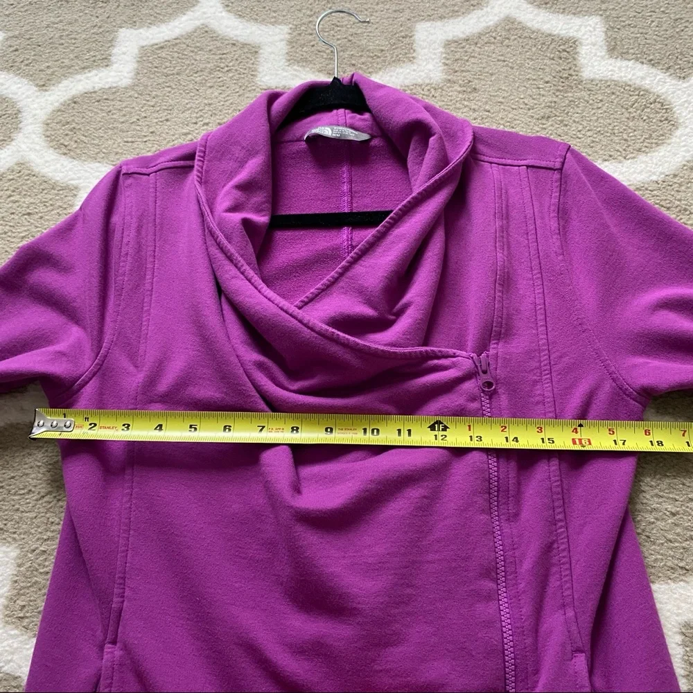The North Face sharlet wrap sweater jacket purple asymmetrical zip medium